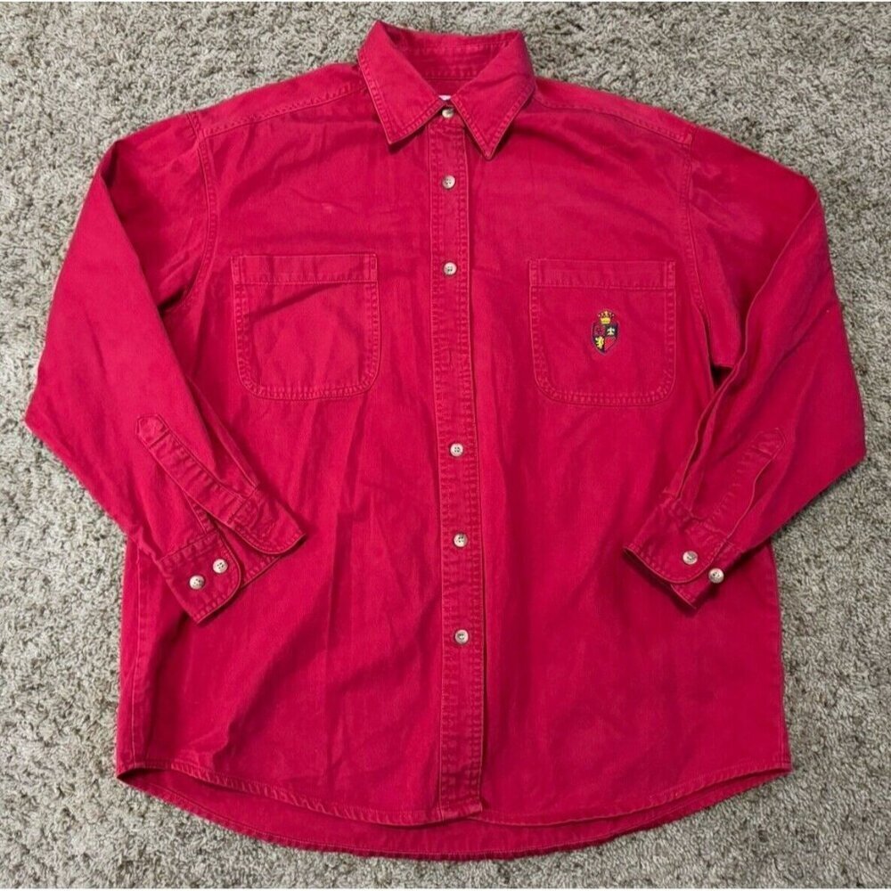 CAROLINA BLUES Button Front Shirt Logo Casual Preppy Basic Western Sz 16W READ